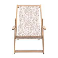 Carthage Outdoor Wooden Deck Chair With Flora Design In Clay - UK