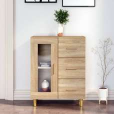Cartier Wooden Sideboard With 1 Door 3 Drawers In Sonoma Oak - UK