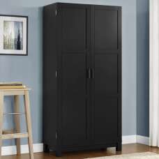 Cameron Wooden Storage Cabinet In Black And Oak - UK