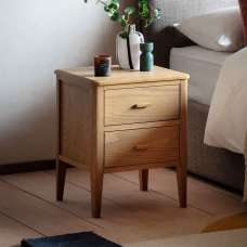 Cary Wooden Bedside Cabinet With 2 Drawers In Natural - UK
