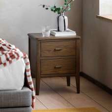Cary Wooden Bedside Cabinet With 2 Drawers In Walnut - UK