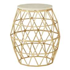 Casa Polygonal Marble Side Table With Gold Aluminium Frame - UK