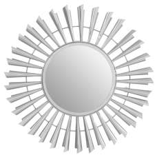 Casa Round Sunburst Effect Wall Mirror In Nickel Metal Frame - UK