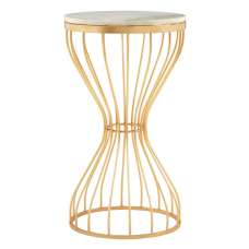 Casa Round White Marble Side Table With Gold Pinched Frame - UK