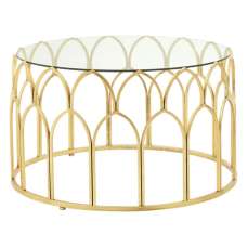Cascade Clear Glass Top Coffee Table With Gold Leaf Frame - UK