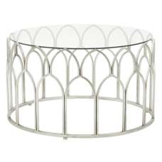 Cascade Clear Glass Top Coffee Table With Silver Leaf Frame - UK
