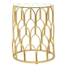 Cascade Clear Glass Top Side Table With Gold Leaf Frame - UK