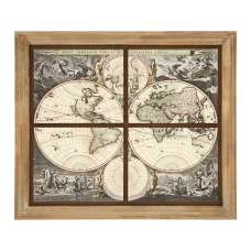 Cascade Map Painting Wooden Wall Art In Natural Frame - UK