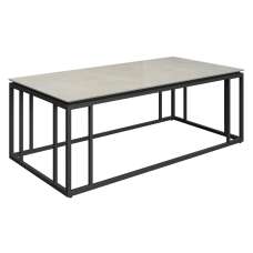 Casper Ceramic Coffee Table With Gunmetal Grey Frame In Grey - UK