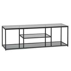 Casper Smoked Glass TV Stand With Black Metal Frame - UK
