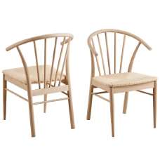 Cassan Off White Wooden Dining Chairs In Pair - UK