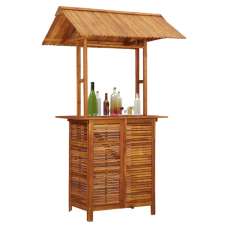 Cassidy Outdoor Wooden Bar Table With Rooftop In Brown - UK