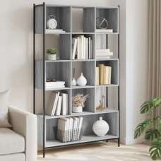 Cassis Wooden Bookcase With 7 Shelves In Grey Sonoma Oak - UK
