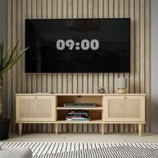 Cassis Wooden TV Stand With 2 Doors In Light Oak Effect - UK