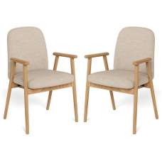 Castle Fabric Dining Chairs With Wooden Frame In Pair - Terracotta - UK