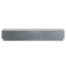 Elements Wooden TV Stand With 3 Glass Doors In Grey - UK