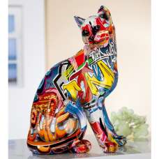 Cat Pop Art Poly Design Sculpture In Multicolor - UK
