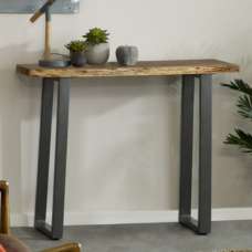 Catila Live Edge Wooden Console Table In Oak - UK