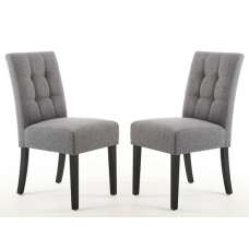 Mendoza Steel Grey Fabric Dining Chairs With Black Legs In Pair - UK