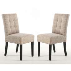 Mendoza Oatmeal Fabric Dining Chairs With Black Legs In Pair - UK