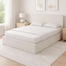 Catskill Fabric Ottoman Storage Small Double Bed In Natural - UK