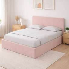 Catskill Fabric Ottoman Storage Small Double Bed In Pink - UK