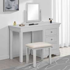 Cavara Wooden Dressing Table Set With 3 Drawers In Pebble Grey - UK