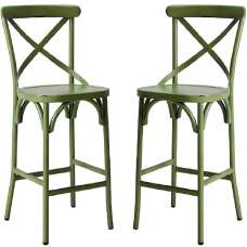 Cayuga Vintage Green Aluminium Outdoor Bar Chairs In Pair - UK