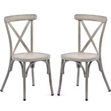 Cayuga Vintage White Aluminium Outdoor Side Chairs In Pair - UK