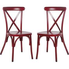 Cayuga Garden Vintage Red Aluminium Stackable Sidechair in Pair - UK