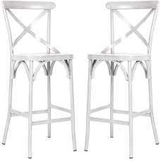 Cayuga Vintage White Aluminium Stackable Bar Chair in Pair - UK