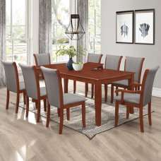 Cayuga Wooden Extending Dining Table With 8 Chairs In Mahogany - UK