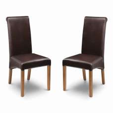 Cazlira Brown Faux Leather Dining Chairs in Pair - UK