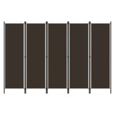 Celina Fabric 5 Panels 250cm x 180cm Room Divider In Brown - UK