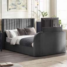 Celina Fabric Side Lift Ottoman Super King Size TV Bed - Dark Grey - UK