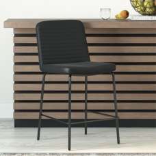 Celina Faux Leather Bar Stool With Metal Frame In Black - UK