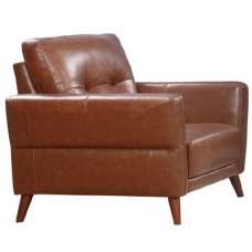 Celina Leather 1 Seater Sofa With Tapered Legs In Saddle - UK