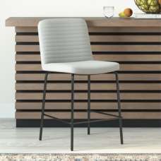 Celina Linen Fabric Bar Stool With Metal Frame In Grey - UK