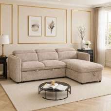 Celmora Fabric Universal Corner Sofabed in Beige - UK