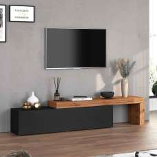 Centennial Large Wooden Adjustable TV Stand With 1 Flap Door In Anthracite And Wotan Oak - UK