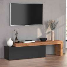Centennial Medium Wooden Adjustable TV Stand With 1 Flap Door In Anthracite And Wotan Oak - UK