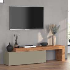 Centennial Medium Wooden Adjustable TV Stand With 1 Flap Door In Taupe And Wotan Oak - UK