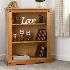 Central Wooden Bookcase With 3 Shelves In Oak - UK