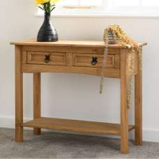 Central Wooden Console Table With 2 Drawers In Oak - UK