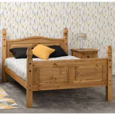 Central Scroll Wooden High Foot Double Bed In Oak - UK