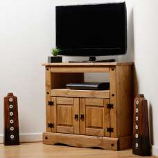 Central Wooden TV Stand With 2 Doors In Oak - UK