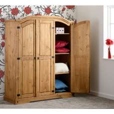 Central Wooden Wardrobe With 3 Doors In Oak - UK