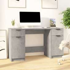 Ceri Computer Desk With 2 Doors 2 Drawers In Concrete Effect - UK