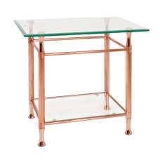 Cerrito Square Clear Glass Side Table With Copper Metal Base - UK