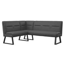 Cerritos Faux Leather Corner Sofa Bench With Metal Legs In Grey - UK